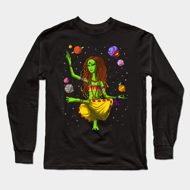 Hippie Alien Yoga Long Sleeve T-Shirt by underheaven